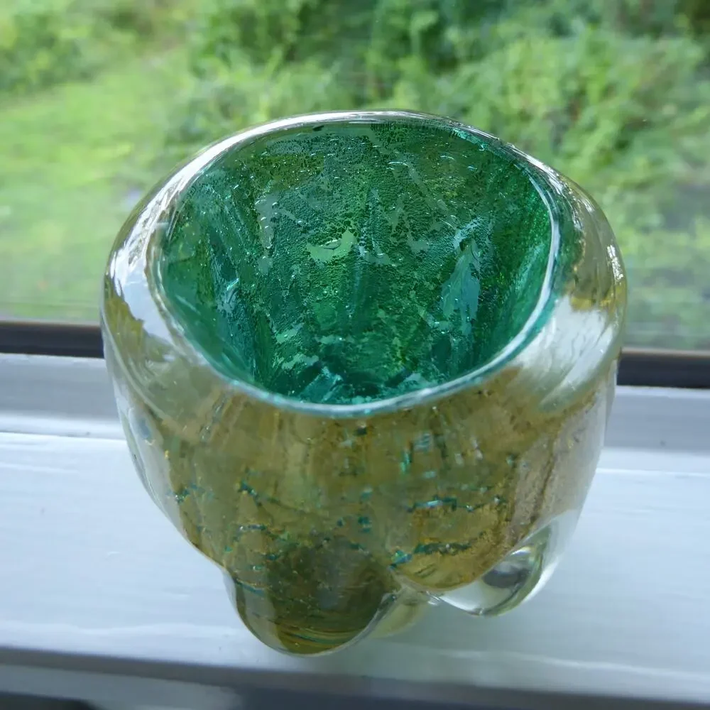 Barovier & Toso 24K Goldleaf Green Murano Glass Bud Vase 3